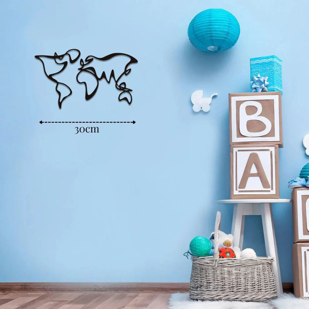 ديكور جداري معدني  بزينة خريطة العالم على شكل الهندسي