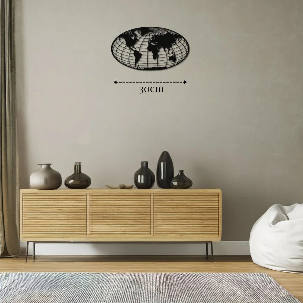 ديكور جداري معدني  بزينة على شكل خريطة العالم