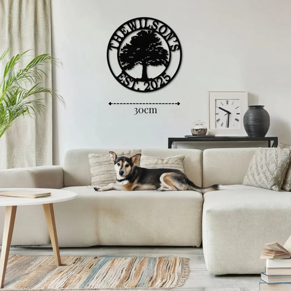 ديكور جداري معدني  بزينة الشجرة الجميلة بتخصيص إسمك المفضل