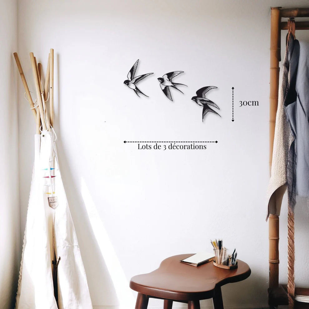 ديكور جداري معدني - بزينة سرب من الطيور الرائعة