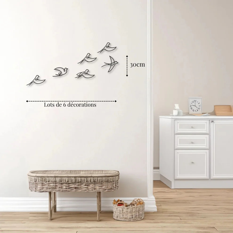 ديكور جداري معدني - بزينة سرب من الطيور الجميلة