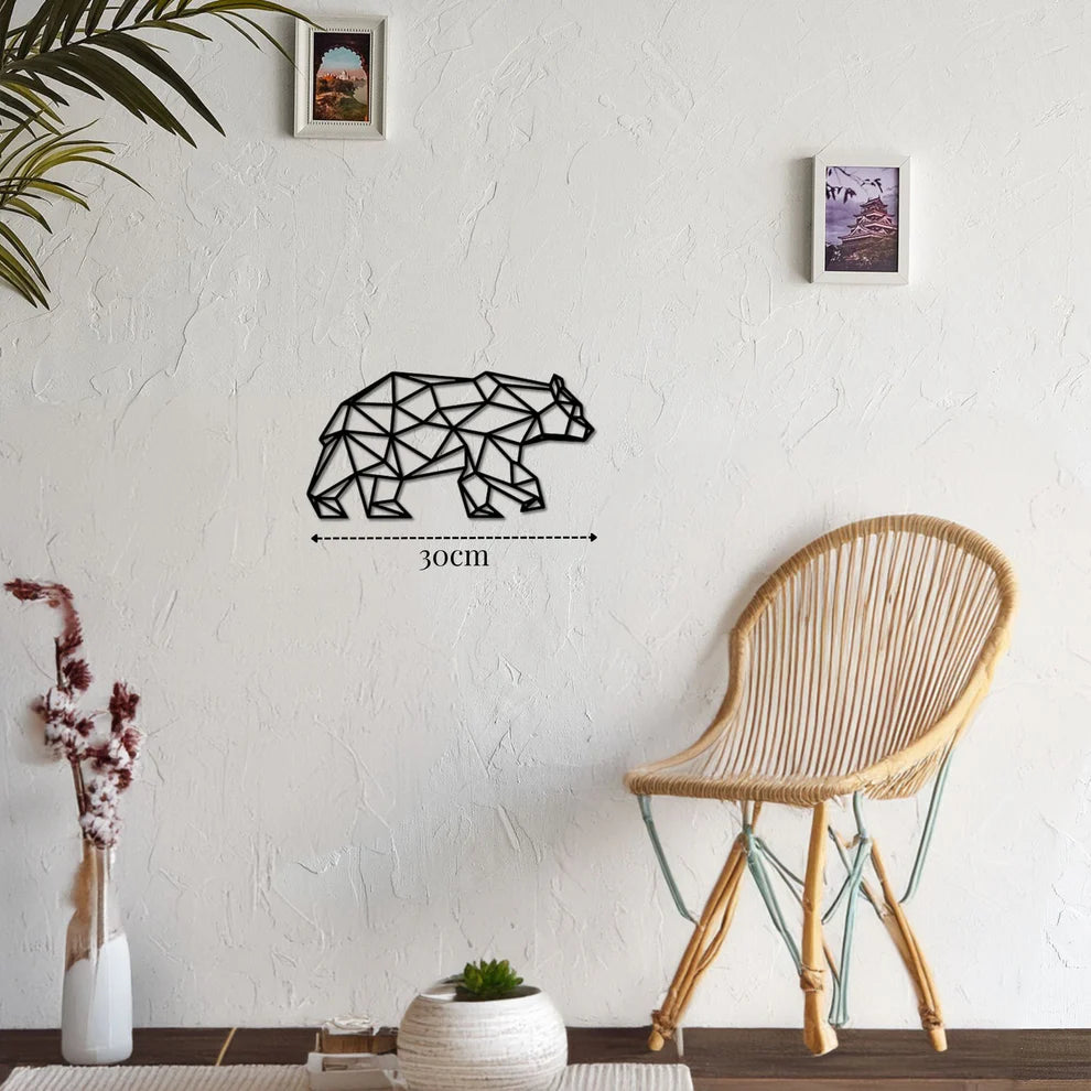 ديكور جداري معدني - بزينة على شكل دب هندسي رائع